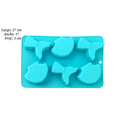 MOLDE SILICON CONCHA COLA DE SIRENA 6 CAV SIL001066
