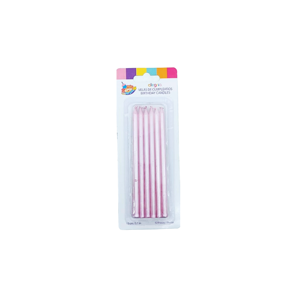 VELA ROSA PERLADO 13CM PQ12PZ CND000946