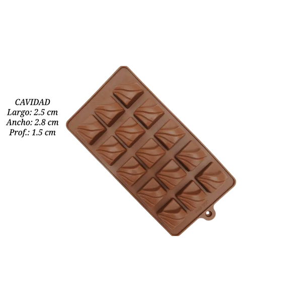 MOLDE DE SILICON CARAMELO 15 CAVIDADES 2.5X2.8X1.5 CM