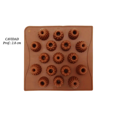 MOLDE DE SILICON MINI BUNDT 17 CAVIDADES 2.8 CM