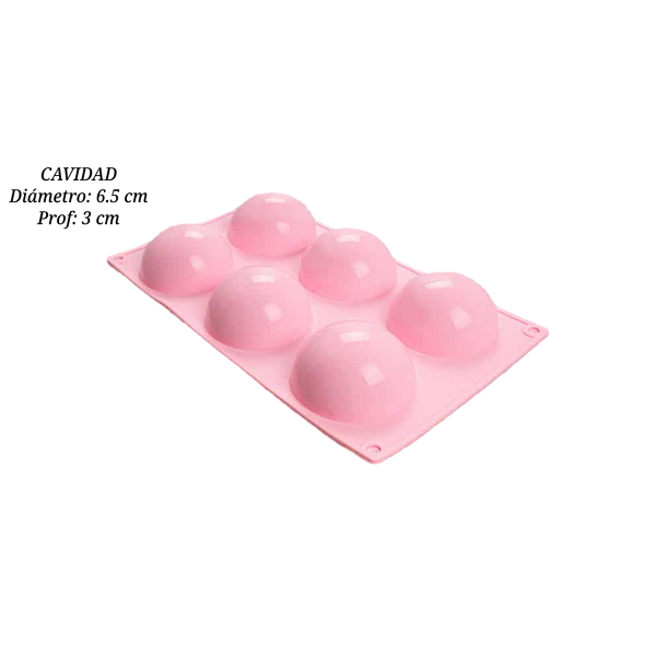 MOLDE SILICON MEDIA ESFERA 6 CAV 6.5X3CM SIL001128