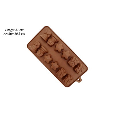 MOLDE DE SILICON NAVIDAD ESTRELLA CAMPANA 12 CAVIDADES