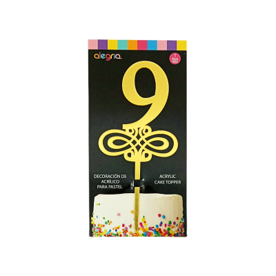 DECO ACRIL NUM 9 DORADO ARABESCO CTP000669