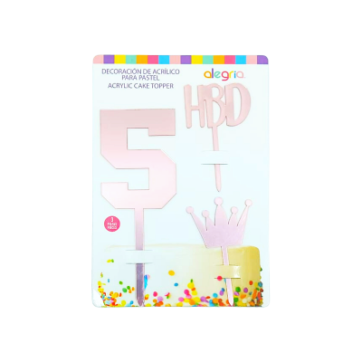 DECO ACRIL NO 5 HBD CORONA ROSA 3PZ CTP000947