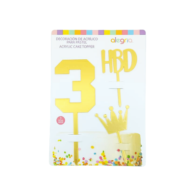 DECO ACRIL NO 3 HBD CORONA DORADO 3PZ CTP000925