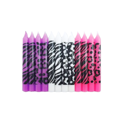 VELA ANIMAL PRINT ROSA, BCO, MORADO 12PZ CND000970