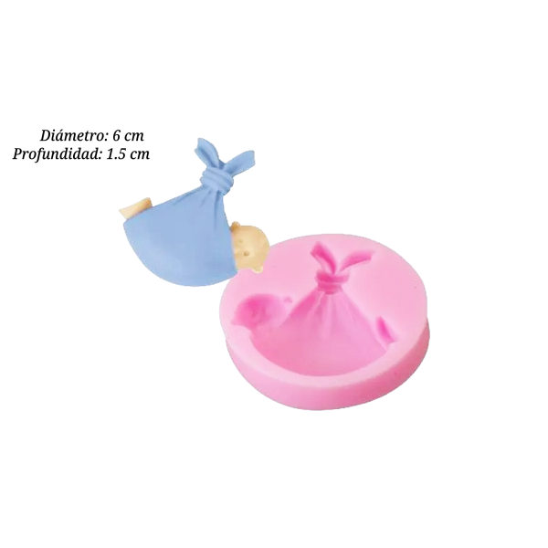 MOLDE SILICON BEBE EN COBIJA 6X1.5CM -41 SIL00000999
