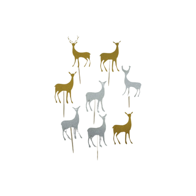 PALILLO DECORA RENOS DORADO-PLATA 48PZ 4-3206