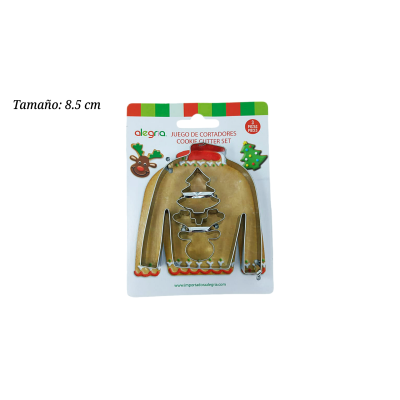 CORTADOR DE GALLETA SUETER PINO RENO NAVIDEÑO 8CM 3PZ AINOX