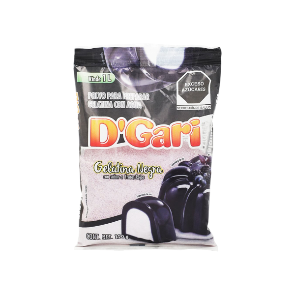 GELATINA DGARI NEGRA SABOR FRUTOS ROJOS 50X120GR