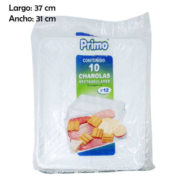 CHAROLA PRIMO RECTANGULAR NÚMERO 12 250PZ CHT1201