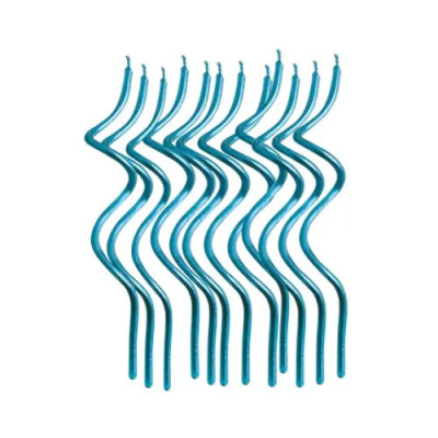 VELAS ESPAGUETI LISAS AZUL APERLADAS 12PZ CND000950