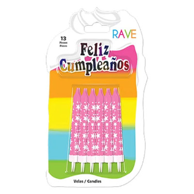 VELA DECOR ROSA ESTRELLAS C/PLACA CND00000007PK