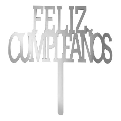 DECO ACRIL FELIZ CUMPLEAÑOS PLATA CTP000781