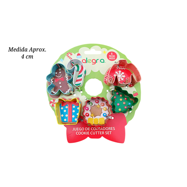 SET CORTADOR DE GALLETAS REGALO CORONA PINO 6PZ AINOX