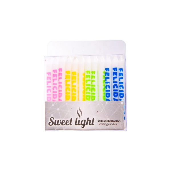 VELA SWEETLIGH FELICIDADES FDO BLANCO 24PZ SL-018