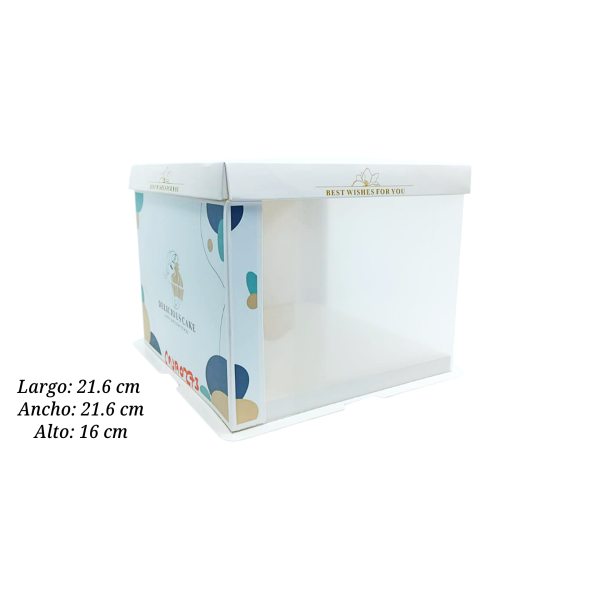 CAJA P/PASTEL 21.6X21.6X16CM SENCILLO6-1 UEEN ACETATO