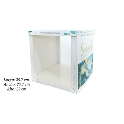 CAJA P/PASTEL 25.7X25.7X23CM ESTRELLADA8-2 UEEN ACETATO