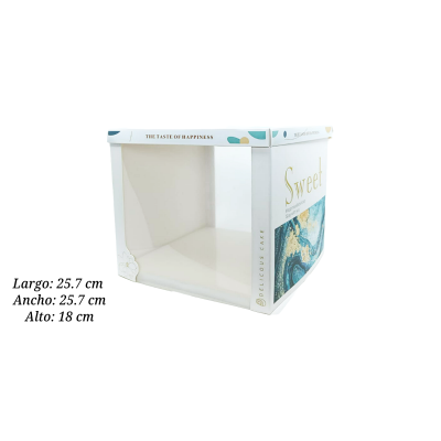 CAJA P/PASTEL 25.7X25.7X18CM ESTRELLADA8-1 UEEN ACETATO