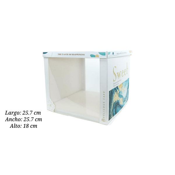 CAJA P/PASTEL 25.7X25.7X18CM ESTRELLADA8-1 UEEN ACETATO