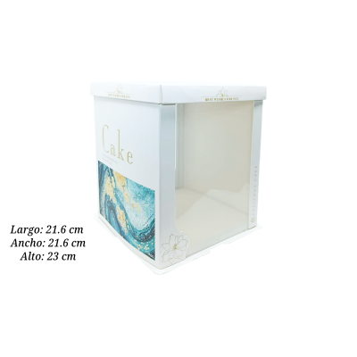 CAJA P/PASTEL 21.6X21.6X23CM ESTRELLADA6-2 UEEN ACETATO