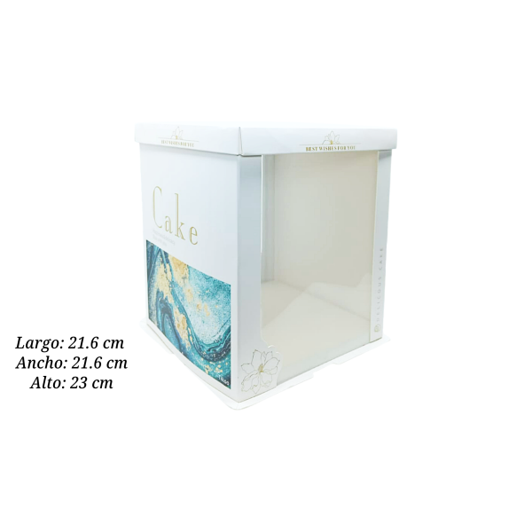 CAJA P/PASTEL 21.6X21.6X23CM ESTRELLADA6-2 UEEN ACETATO