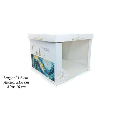 CAJA P/PASTEL 21.6X21.6X16CM ESTRELADA6-1 UEEN ACETATO