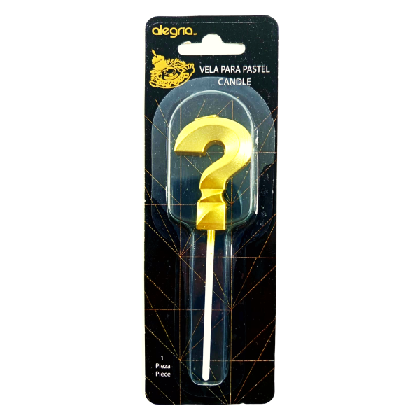 VELA PALILLO DORADA 5CM  INTERROGACION CND001121