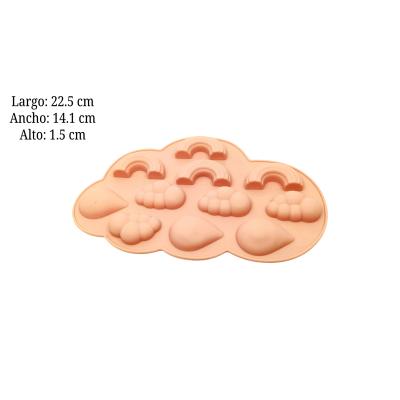 MOLDE SILICON NUBES Y ARCOIRIS 10 CAV  22.5X14.1CM SIL001299