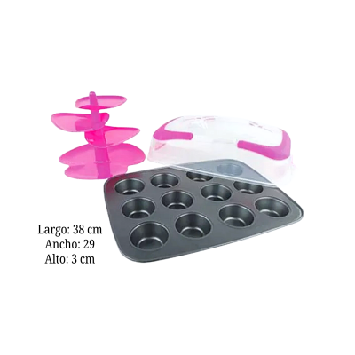 JGO 4-2378 BASE 4NIV/MOLDE 12CAV/PORTA CUPCAKES JGO 4-2378 BASE 4NIV/MOLDE 12CAV/PORTA CUPCAKES