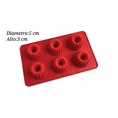 MOLDE SILI MINI BUNDT 6CAV 5X3CM SIL001104
