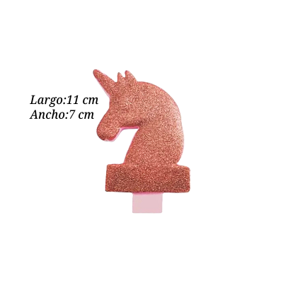 VELA UNICORNIO ROSA DIAMANTE 7X11CM CND000962