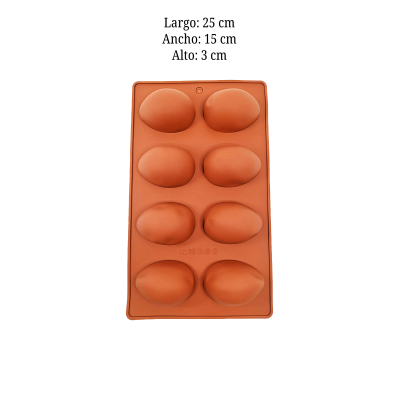 MOLDE SILICON HUEVO PASCUA 8 CAVIDADES DTEM361