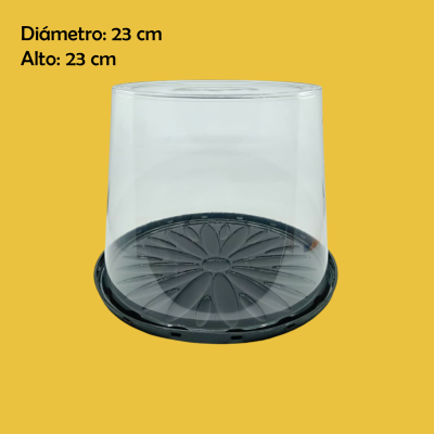 DOMO PASTEL REDONDA ALTO 23X23CM NEGRO GUA G58CT