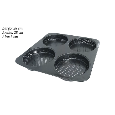MOLDE P/HAMBURGUESA 28X28 C/4CAV COL 1688054