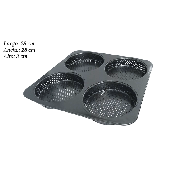 MOLDE P/HAMBURGUESA 28X28 C/4CAV COL 1688054