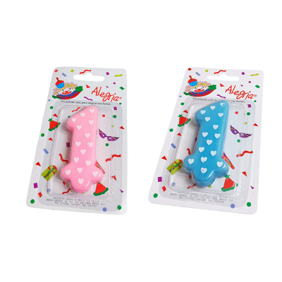 VELA NO.1 CORAZONES AZUL Y ROSA 60680/01 A 60680/01 R