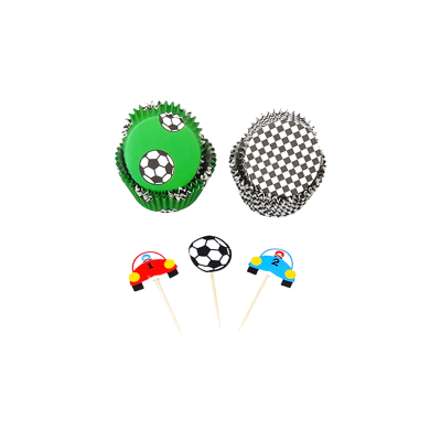 KIT DECORATIVO CUPCAKE FUTBOL/RACER 48PZ 5-5306