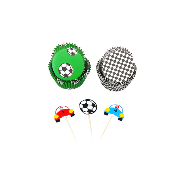 KIT DECORATIVO CUPCAKE FUTBOL/RACER 48PZ 5-5306
