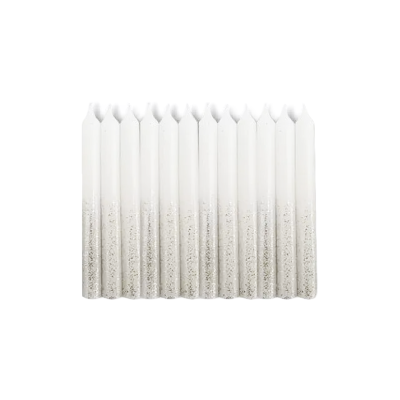 VELA BLANCA BASE BRILLOS PLATA 8.3 CM PQ12PZ CND000983