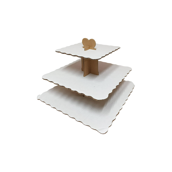 BASE PARA MUFFIN 3 NIVELES CUADRADA BLANCA PASTELOSO