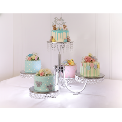 BASE PARA PASTEL CANDIL DE 5 CON LUZ Y PIEDRA CON 5 BASES