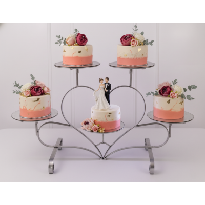 BASE PARA PASTEL CORAZON MARBADE CON 5 BASES