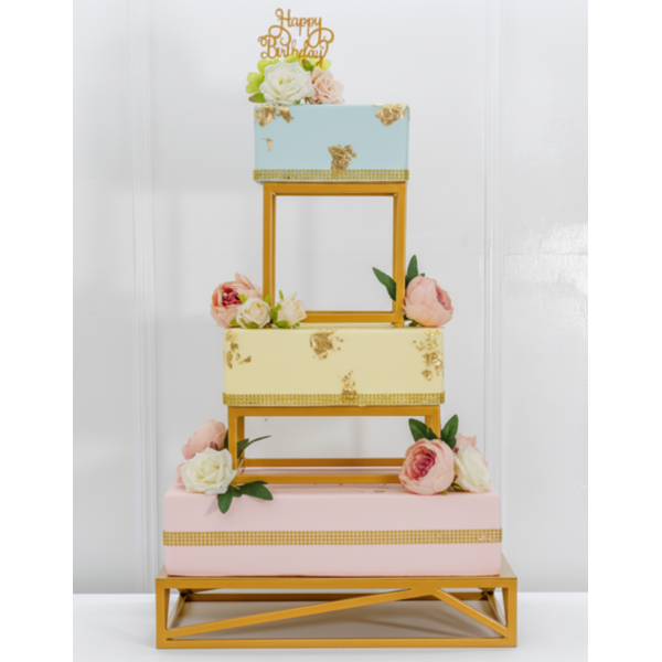 BASE PARA PASTEL CUBOS MARBADE CON 3 BASES
