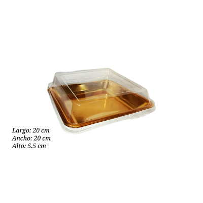 CHAROLA DORADA CON TAPA 20X20X5.5CM (DPB000010)