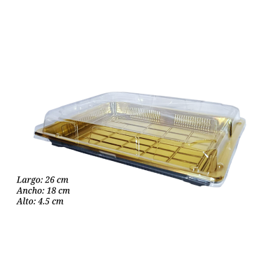 CHAROLA DORADA CON TAPA 26X18X4.5CM (DPB000038)