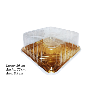 CHAROLA DORADA CON TAPA 26X26X9.5CM (DPB000023