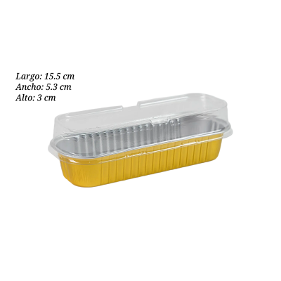 MOLDE RECTANGULAR DORADO CHUNK CAKE PEQUE 7OZ 15.5X5.3X3 XB-1606S/LID CJ1000PZ
