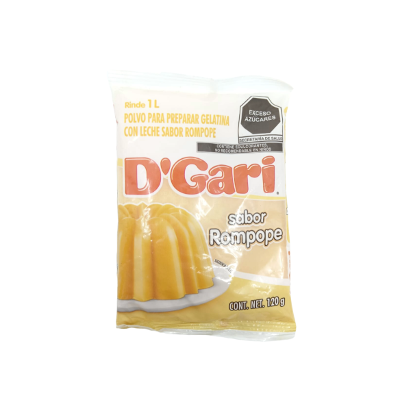 GELATINA DGARI SABOR ROMPOPE 50X120GR