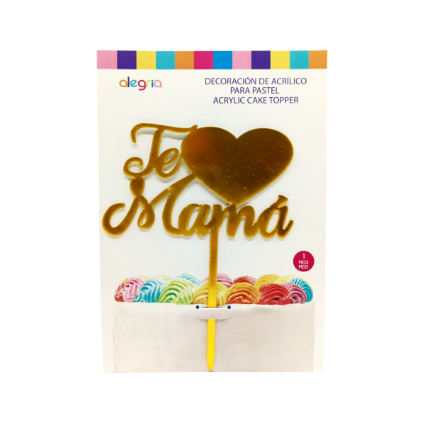 DECO ACRIL TE AMO MAMA DORADO CORAZON CTP000614